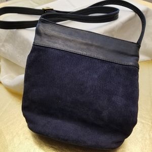 Navy Blue Suede Crossover Purse